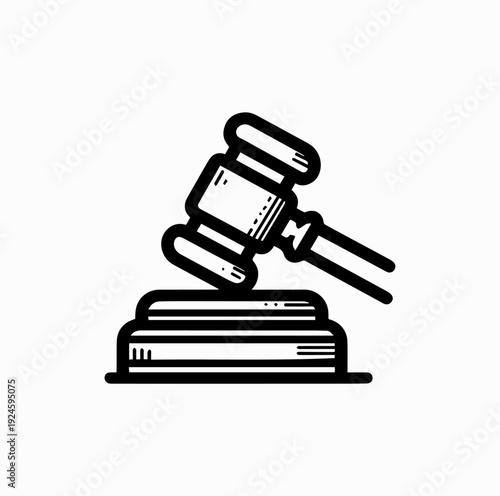Judge Gavel Line Art Icon Vector Illustration