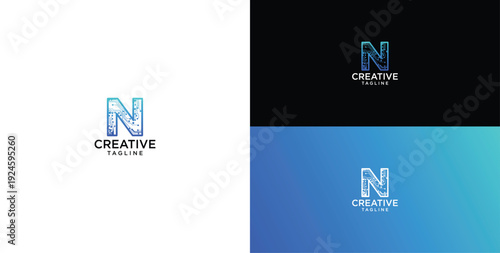 Technology logo vector. N initial logo design