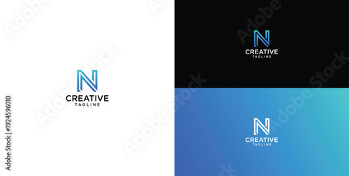 Technology logo vector. N initial logo design