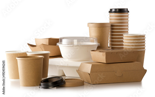 fast food packaging on white background 