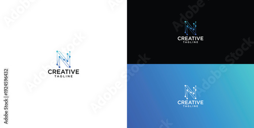 Technology logo vector. N initial logo design