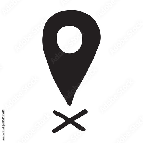 Hand drawn map pin Map marker pointer sign GPS and mapping tools Location pin symbol Pinpoint clipart in doodle style Single element for web, design