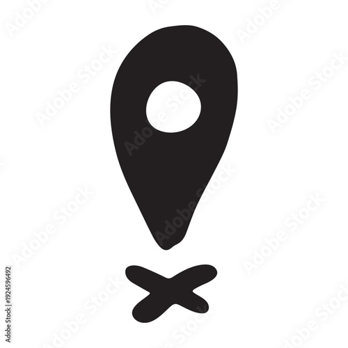 Hand drawn map pin Map marker pointer sign GPS and mapping tools Location pin symbol Pinpoint clipart in doodle style Single element for web, design