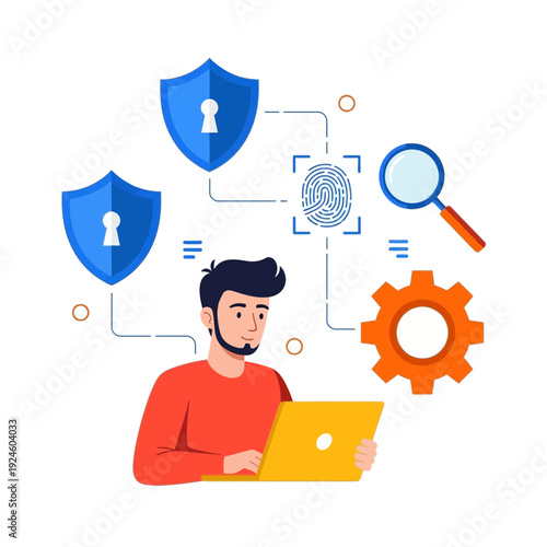 Cyber Security Illustration – Data Protection, Encryption and Digital Privacy Concept Design