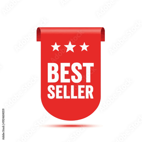 Best Seller Badge Icon – Red Hanging Tag Label for Top Selling Products & E-commerce Promotion