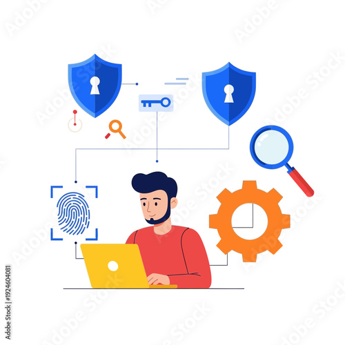 Cyber Security Illustration – Data Protection, Encryption and Digital Privacy Concept Design