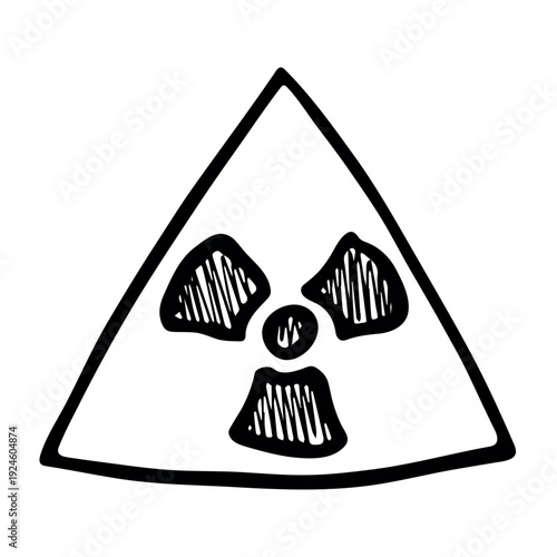 Hand drawn radiation sign Nuclear radiation hazard symbol Radioactive danger warning sign clipart in doodle style Nuclear safety Radioactive waste Single element for print, web, design, decor