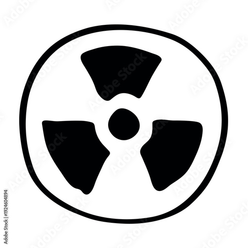 Hand drawn radiation sign Nuclear radiation hazard symbol Radioactive danger warning sign clipart in doodle style Nuclear safety Radioactive waste Single element for print, web, design, decor
