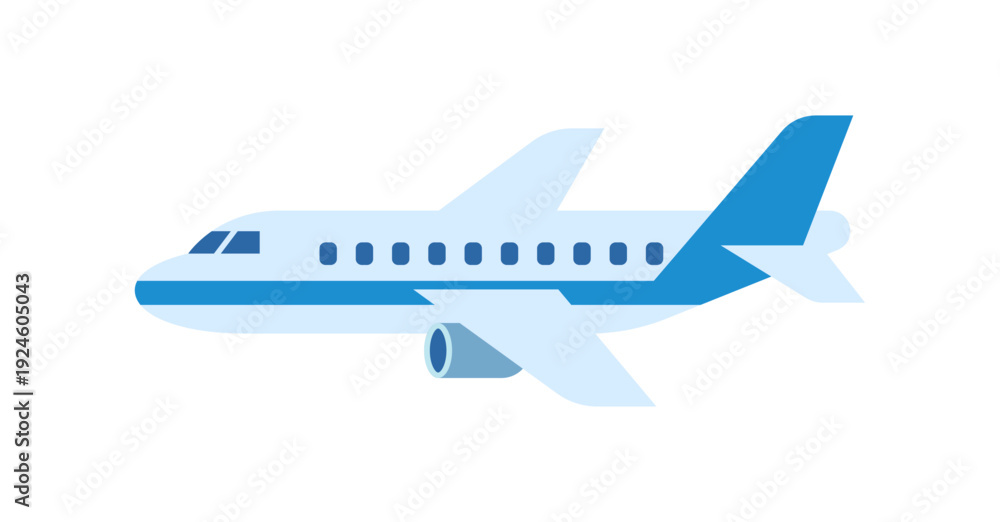 Fototapeta premium 旅客機 飛行機のフラットイラスト トラベルイメージ