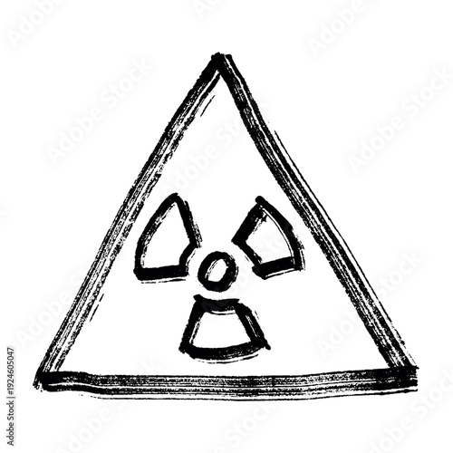Hand drawn radiation sign Nuclear radiation hazard symbol Radioactive danger warning sign clipart in doodle style Nuclear safety Radioactive waste Single element for print, web, design, decor