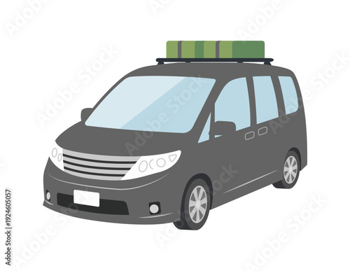 ミニバン 家族旅行イメージの自動車 ベクターイラスト