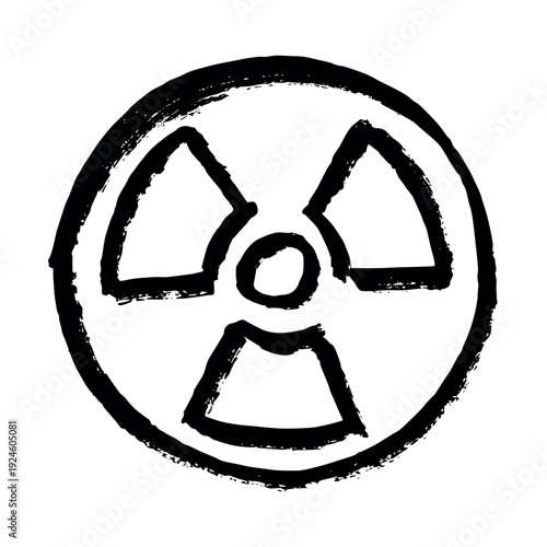 Hand drawn radiation sign Nuclear radiation hazard symbol Radioactive danger warning sign clipart in doodle style Nuclear safety Radioactive waste Single element for print, web, design, decor