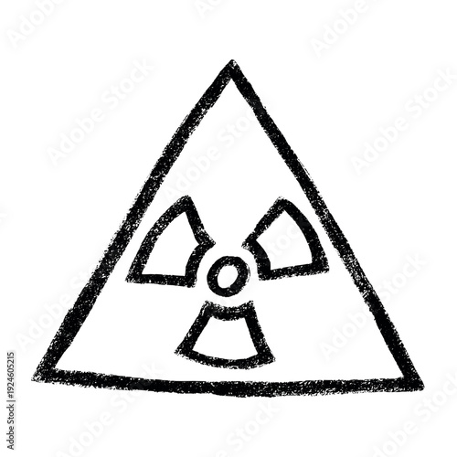 Hand drawn radiation sign Nuclear radiation hazard symbol Radioactive danger warning sign clipart in doodle style Nuclear safety Radioactive waste Single element for print, web, design, decor