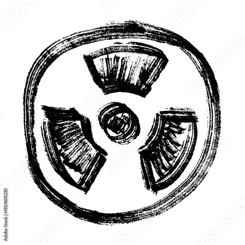 Hand drawn radiation sign Nuclear radiation hazard symbol Radioactive danger warning sign clipart in doodle style Nuclear safety Radioactive waste Single element for print, web, design, decor