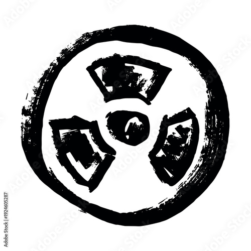 Hand drawn radiation sign Nuclear radiation hazard symbol Radioactive danger warning sign clipart in doodle style Nuclear safety Radioactive waste Single element for print, web, design, decor