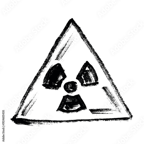 Hand drawn radiation sign Nuclear radiation hazard symbol Radioactive danger warning sign clipart in doodle style Nuclear safety Radioactive waste Single element for print, web, design, decor