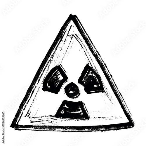 Hand drawn radiation sign Nuclear radiation hazard symbol Radioactive danger warning sign clipart in doodle style Nuclear safety Radioactive waste Single element for print, web, design, decor