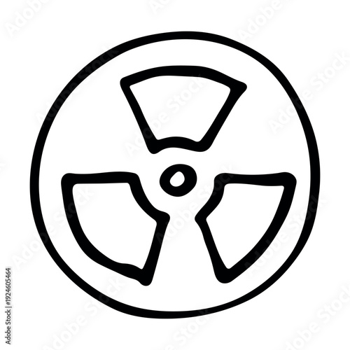Hand drawn radiation sign Nuclear radiation hazard symbol Radioactive danger warning sign clipart in doodle style Nuclear safety Radioactive waste Single element for print, web, design, decor