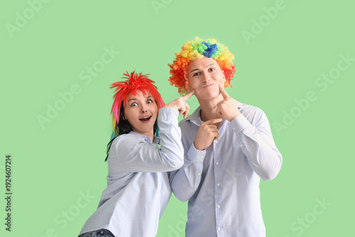 Business colleagues in funn...