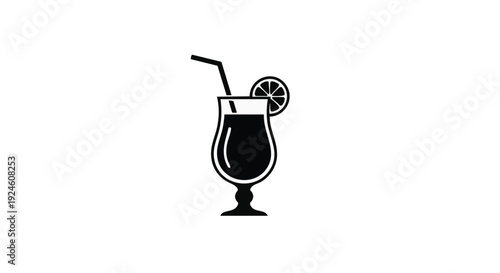 Black Silhouette Cocktail Drink Glass Icon