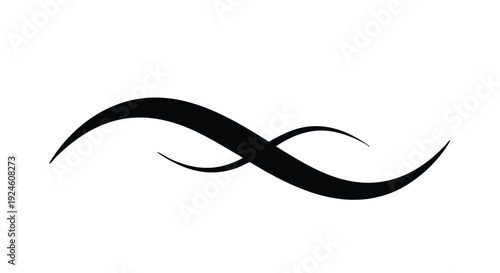 Abstract Black Wave Curve Silhouette Design