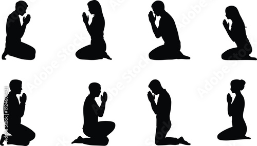 WebKids silhouettes set showing boys and girls in different poses, running, jumping, standing and playing, black child outline collection isolated on white background