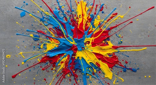 Abstract design with splash paint effect on canvas.