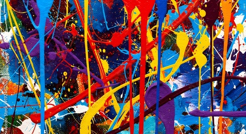 Abstract design with splash paint effect on canvas.