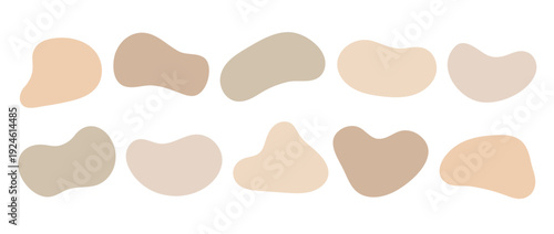 Beige organic shape box collection. Irregular liquid frame set. Abstract amoeba blobs, blotches, drops or stains bundle. Vector brown border design templates for label, sticker, banner, poster, flyer