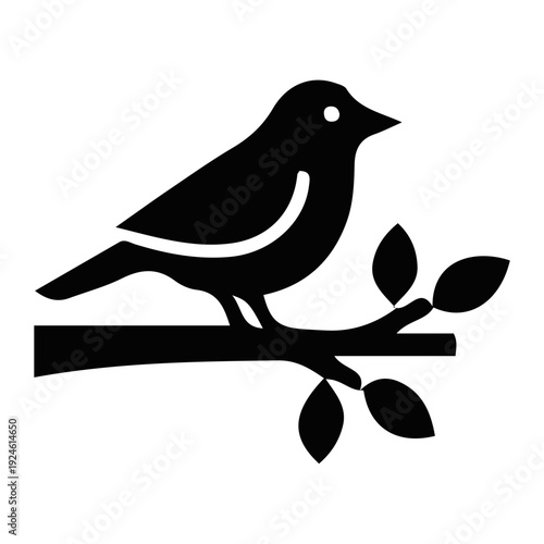 A silhouette of a bird perched on a branch with leaves, symbolizing nature, freedom, and simple beauty