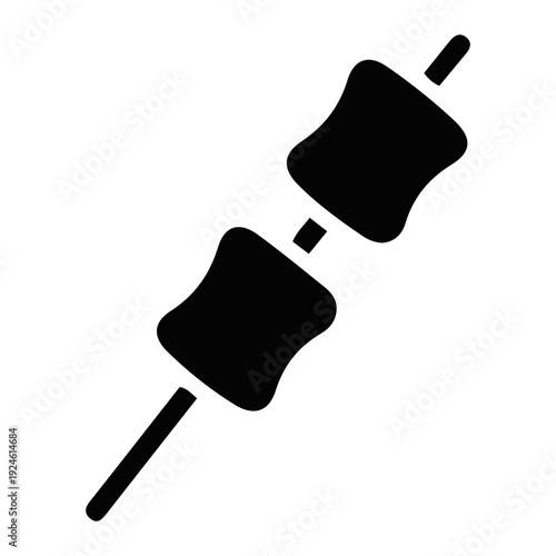 Simple vector illustration depicting fluffy marshmallows on a stick, perfect for a cozy campfire treat or a sweet dessert icon, embodying outdoor snacking and sugary delight