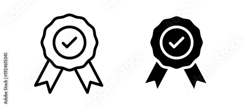 Accreditation icon in black color for website or app.