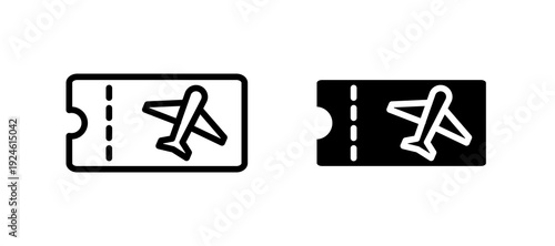Airline ticket icon in black color for website or app.