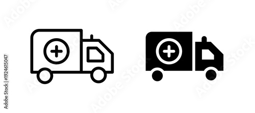 Ambulance icon in black color for website or app.