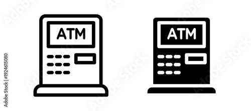 Atm icon in black color for website or app.