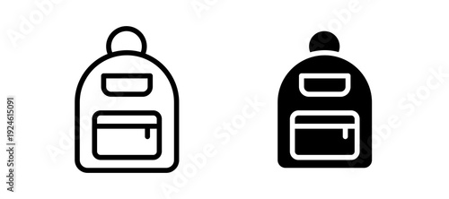 Backpack icon in black color for website or app.