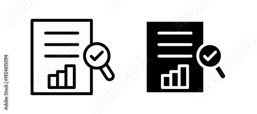Audit report icon in black color for website or app.