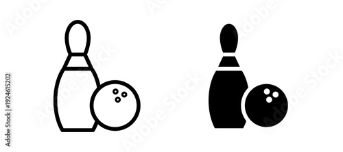 Bowling icon in black color for website or app.