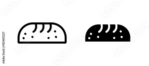 Bread loaf icon in black color for website or app.
