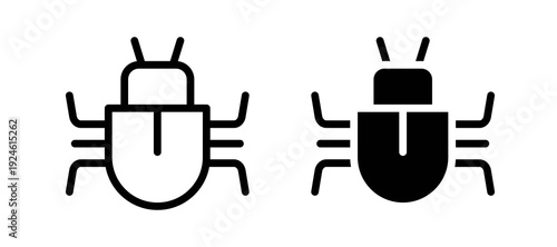 Bug icon in black color for website or app.