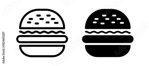 Burger icon in black color for website or app.