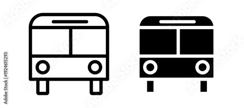 Bus icon in black color for website or app.