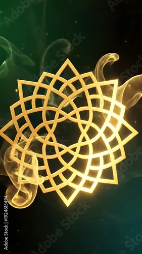 Golden Geometric Islamic Star Pattern Motion Graphic