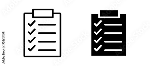 Checklist icon in black color for website or app.