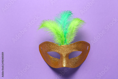 Shiny carnival mask with fe...