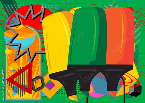 Felt Tip Pen geometrical graphic retro theme background. Minimal geometric elements. Vintage abstract shapes vector illustration.