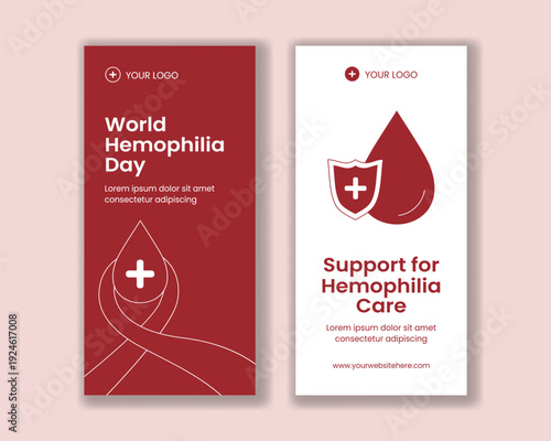 Vertical Banner World Hemophilia Day Flat Hand Drawn Cartoon Background