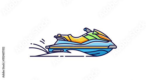 Dynamic Jet Ski Illustration: Speeding Watercraft with Water Splashes