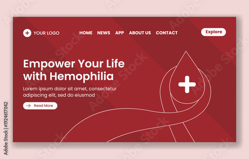 World Hemophilia Day Social Media Landing Page Flat Cartoon Template