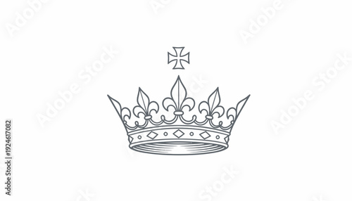 Elegant Crown Emblem with Cross Symbol, Royal Heraldry, Luxury Symbol